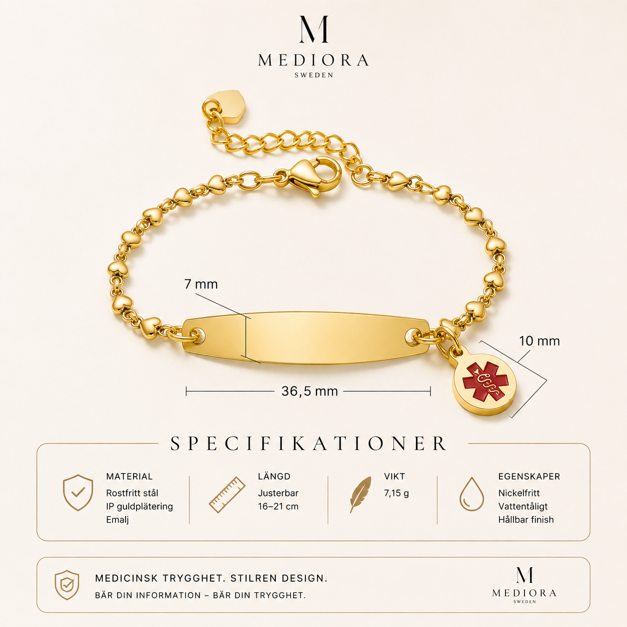 MEDIORA Pärla - Medicinskt Armband